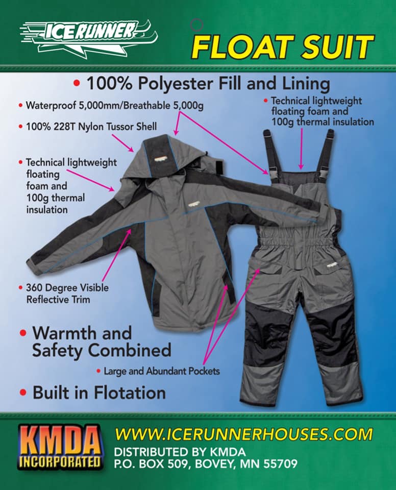 Ice Anglers LOVE the New Ice Runner Float Suits! Large Float Jacket is SOLD  OUT! - Ice Runner Fish Houses
